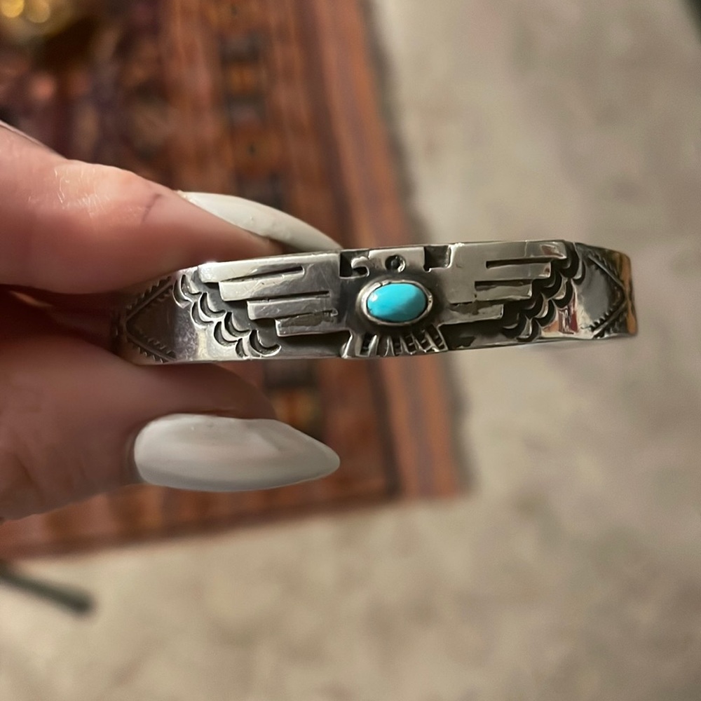 Vintage turquoise cuff with thunderbird - Picture 1 of 1
